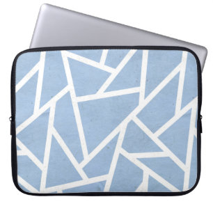 Funda Para Portátil Patrón de mosaico azul pálido y blanco