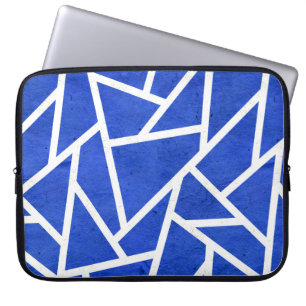 Funda Para Portátil Patrón de mosaico azul y blanco real