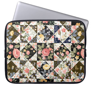 Funda Para Portátil patrón de mosaico transparente con flores
