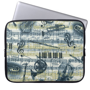 Funda Para Portátil Patrón de música de hojas antiguas