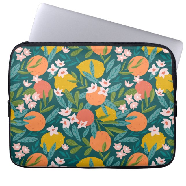 Funda Para Portátil Patrón de Naranja de cosecha de limón (Frente)