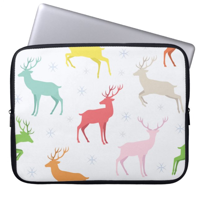 Funda Para Portátil patrón de navidades con reno, ciervo, patrón, (Frente)