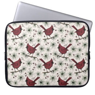 Funda Para Portátil Patrón de Navidades de Cardenales Rojos de Inviern