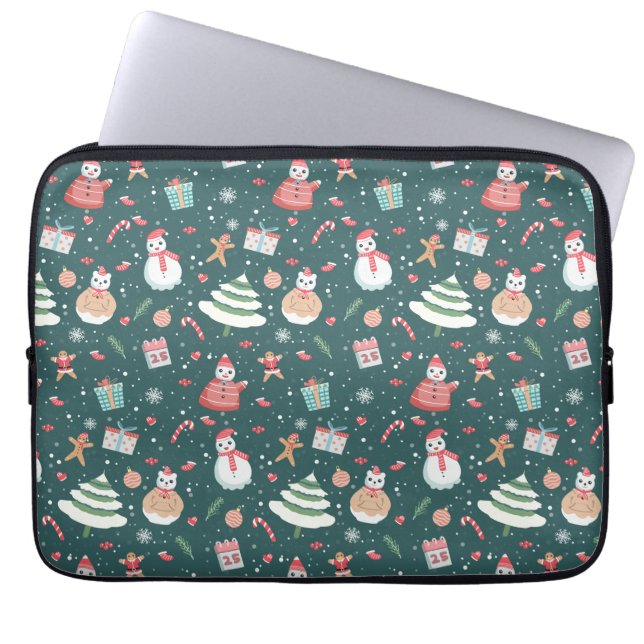 Funda Para Portátil Patrón de Navidades de Snowman Adorables (Frente)