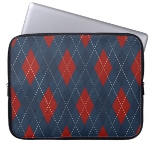 Funda Para Portátil Patrón de Navidades Royal Blue Argyle