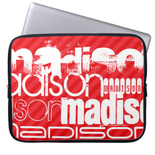 Funda Para Portátil Patrón de nombre personalizado en franjas diagonal