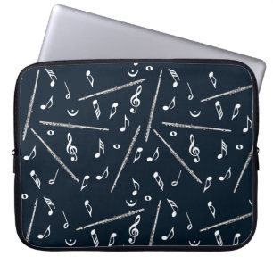 Funda Para Portátil Patrón de notas de música de flauta