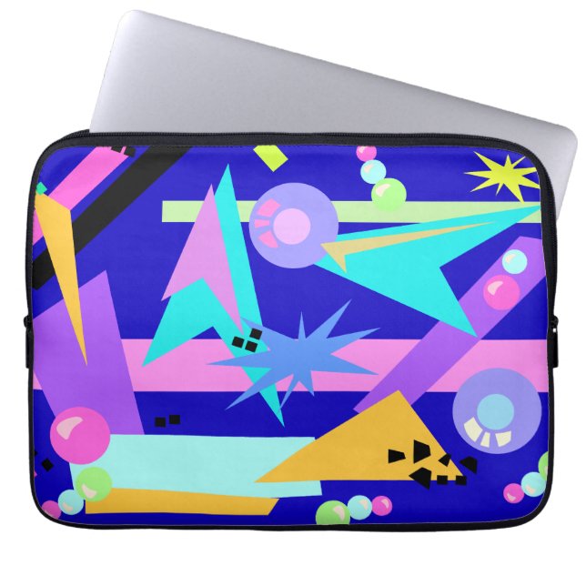 Funda Para Portátil Patrón de Ochenta Loco Azul (Frente)