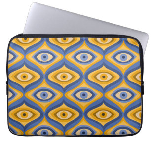 Funda Para Portátil Patrón de ojo psicodélico amarillo índigo azul