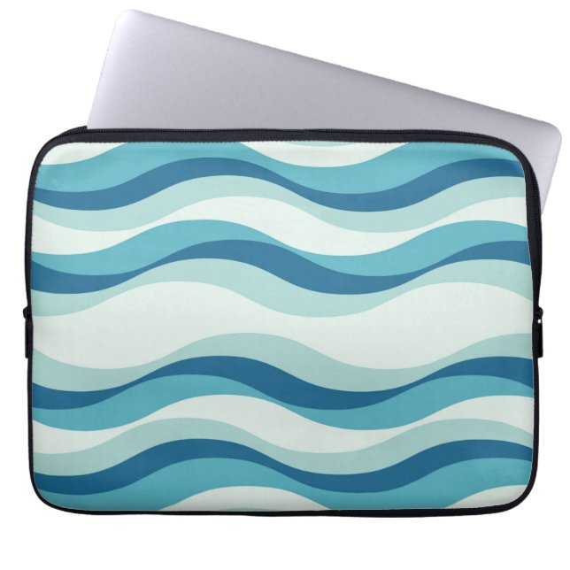 Funda Para Portátil Patrón de ondas de tonos azules (Frente)