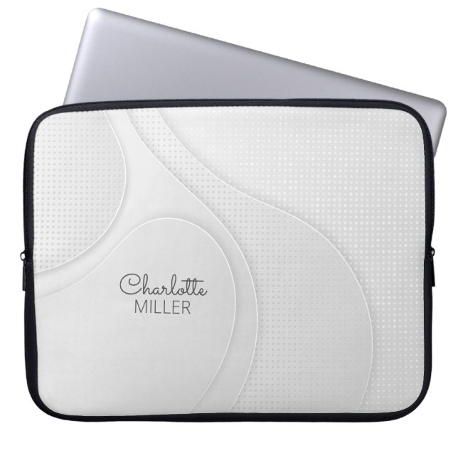 Funda Para Portátil Patrón de ondulaciones abstractas de gris suave co (Frente)