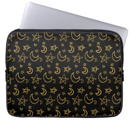 Funda Para Portátil Patrón de oro de lunas y estrellas