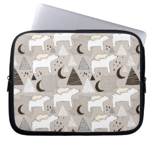 Funda Para Portátil Patrón de oso de madera de Doodle Cuaderno