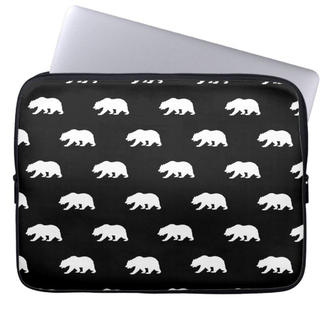 Funda Para Portátil Patrón de oso pardo negro y blanco (Frente)