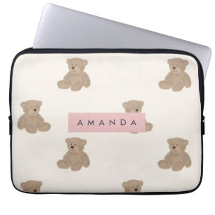 Funda Para Portátil Patrón de oso relleno de adorable pastel personali