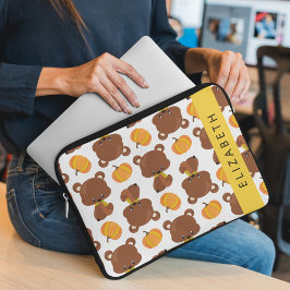 Funda Para Portátil Patrón De Osos, Osos Cubiertos, Calabaza, Su Nombr