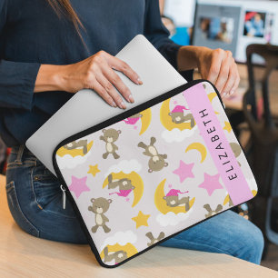 Funda Para Portátil Patrón De Osos, Osos De Teddy, Estrellas, Tu Nombr