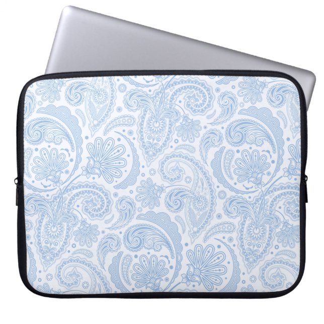 Funda Para Portátil Patrón de paisajes azul blanco (Frente)