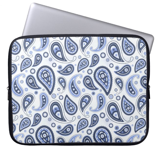 Funda Para Portátil Patrón de Paisley Azul (Frente)