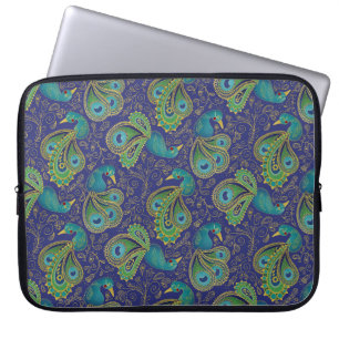 Funda Para Portátil Patrón de paisley de pavo real azul