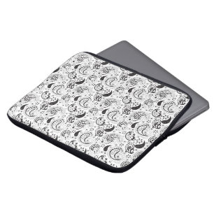 Funda Para Portátil Patrón de paisley en negro y blanco – Arte textil
