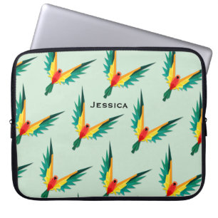 Funda Para Portátil Patrón de pájaro tropical de moda Azul personaliza