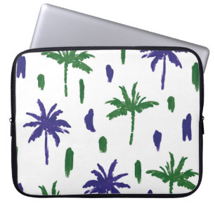 Funda Para Portátil Patrón de palma verde azul de la marina