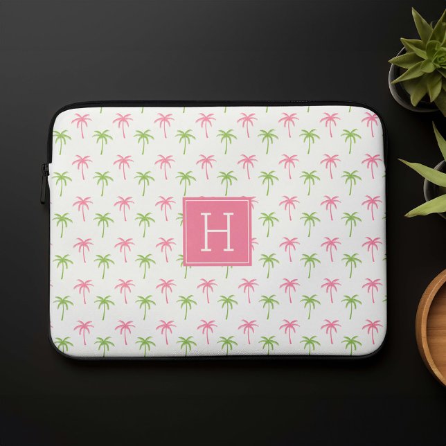 Funda Para Portátil Patrón de palmeras rosas y verdes (Subido por el creador)