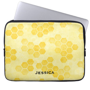 Funda Para Portátil Patrón de panal de abeja amarillo pastel personali