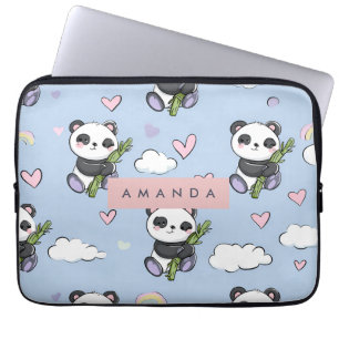 Funda Para Portátil Patrón de Panda Pastel Adorable Personalizado