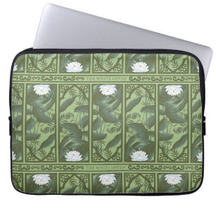 Funda Para Portátil Patrón de panel botánico de Lotus - El Lotus blanc
