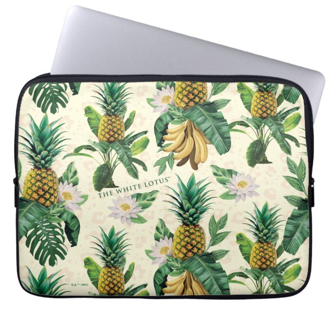 Funda Para Portátil Patrón de paraíso de piña de Lotus blanco (Frente)