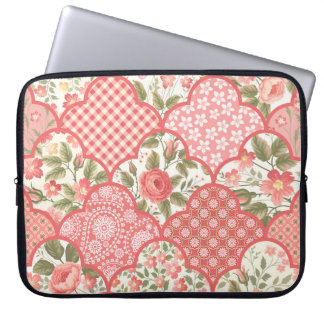 Funda Para Portátil Patrón de parchwork floral de Rosas Pastel