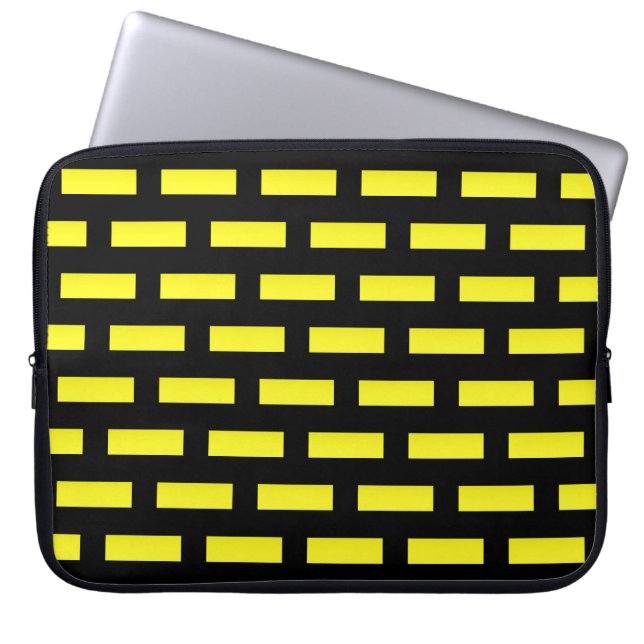Funda Para Portátil Patrón de pared negro y amarillo (Frente)