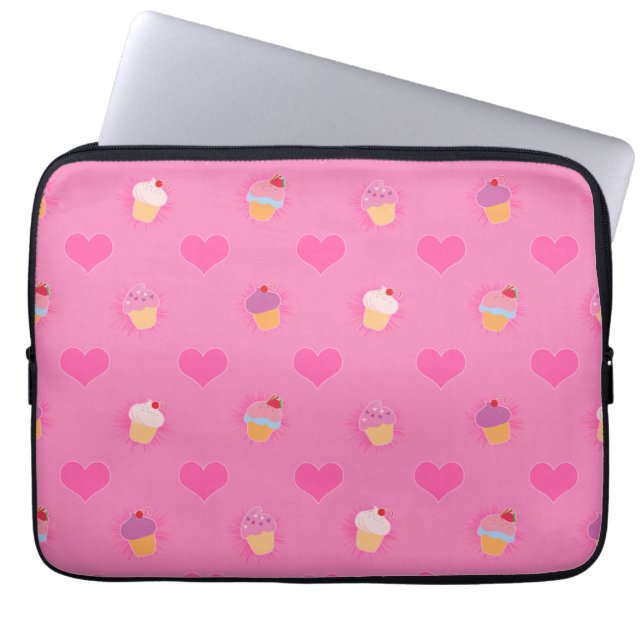 Funda Para Portátil Patrón de pastel rosa (Frente)