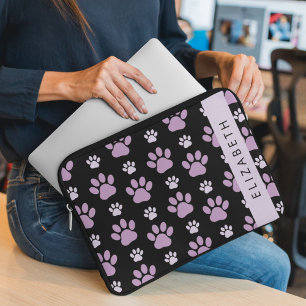 Funda Para Portátil Patrón De Patas, Patas De Lilac, Perros, Tu Nombre