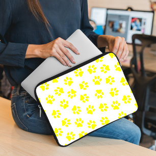 Funda Para Portátil Patrón De Patas, Patas De Perro, Patas Amarillas