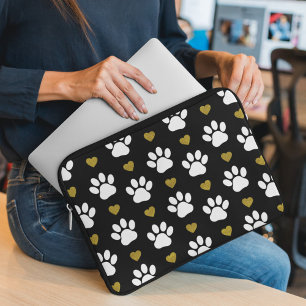 Funda Para Portátil Patrón De Patas, Patas De Perro, Patas Blancas, Co