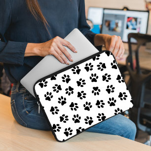 Funda Para Portátil Patrón De Patas, Patas De Perro, Patas Negras