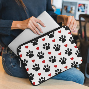 Funda Para Portátil Patrón De Patas, Patas De Perro, Patas Negras, Cor
