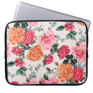 Funda Para Portátil patrón de paternación floral de acuarela, vintage,