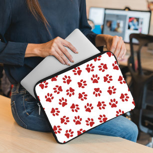 Funda Para Portátil Patrón De Paws, Paws De Perro, Papas Rojas