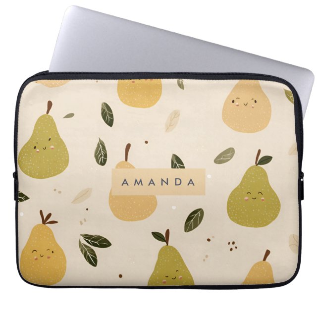 Funda Para Portátil Patrón de Pear Whimsical Cuto Personalizado (Frente)