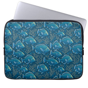 Funda Para Portátil Patrón de peces azules