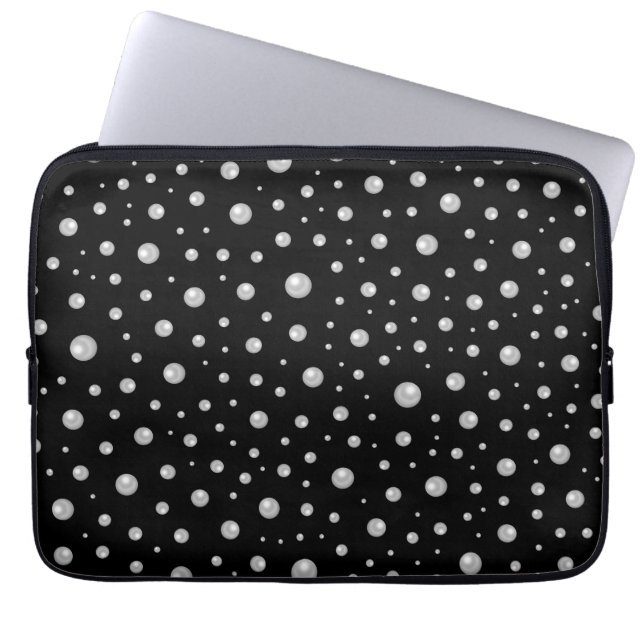 Funda Para Portátil Patrón de perla en fondo negro (Frente)