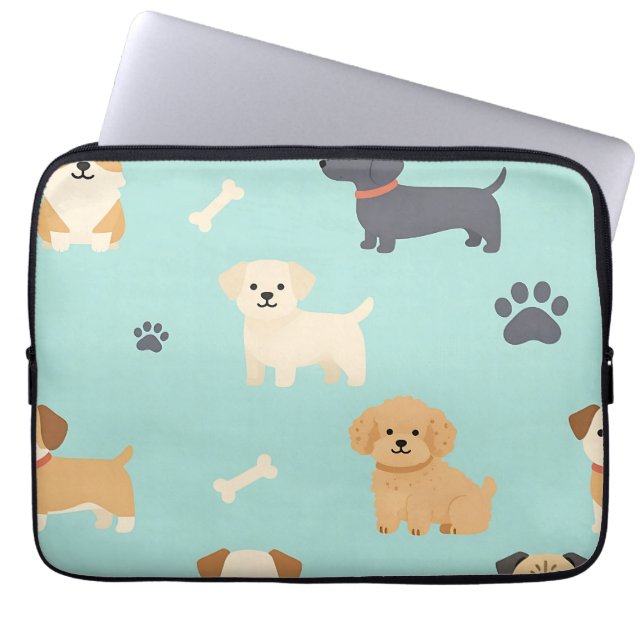 Funda Para Portátil Patrón de perritos adorables (Frente)