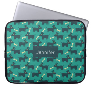Funda Para Portátil Patrón de perro lindo con orejas y huesos a la ama