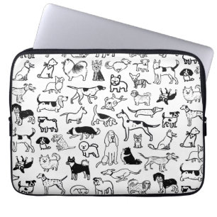 Funda Para Portátil Patrón de perros negros y blancos  Corte Canine L