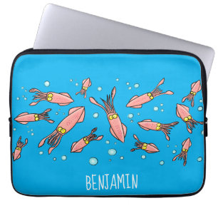 Funda Para Portátil Patrón de personalizado de calamar rosa gracioso