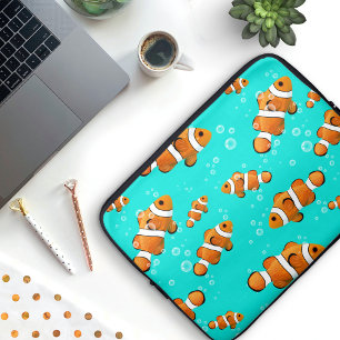 Funda Para Portátil Patrón de pez globo tropical y burbujas